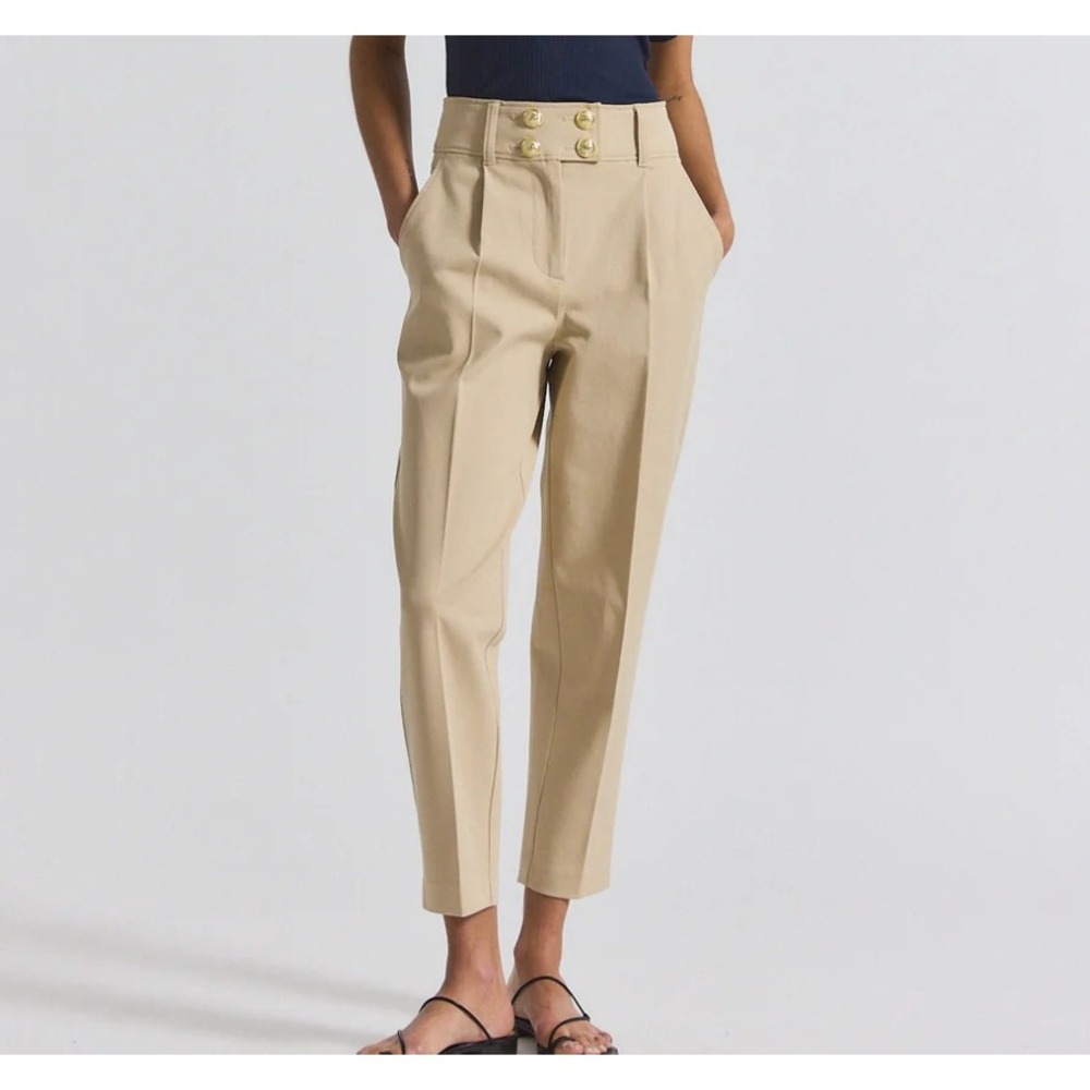 Derek Lam 10 Crosby Leonie Pleated Tapered Pant in Safari Tan sz 4